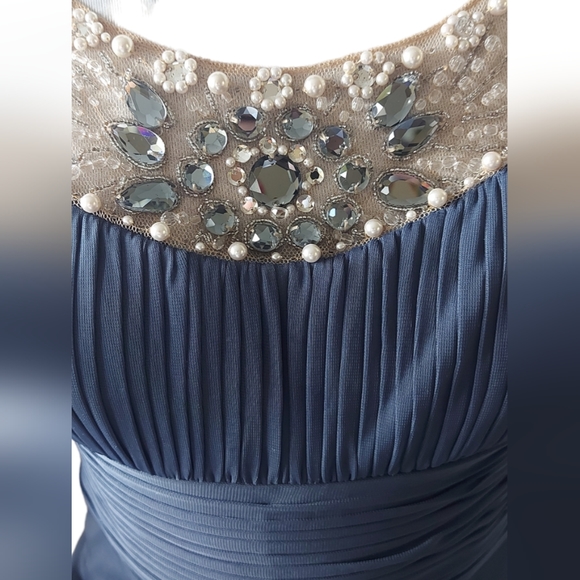 Adrianna Papell Dress UK Size 12 Evening Gown Grecian Mermaid Style Dark Teal - Picture 5 of 11